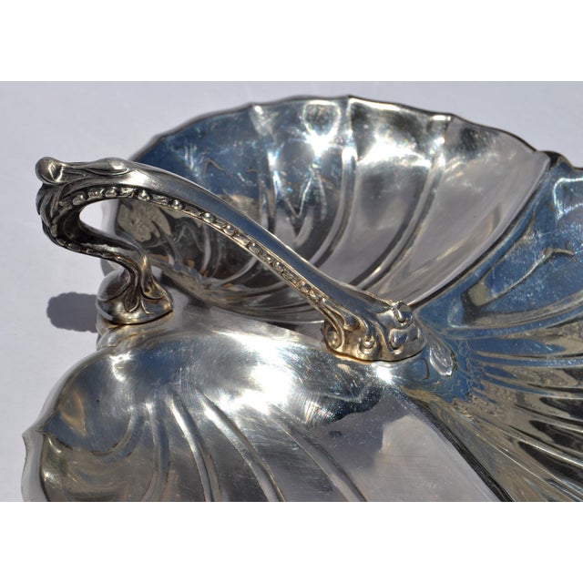 Early 20th Century Art Nouveau Silver Plated Shell Serving Platter Scalloped Edges For Sale - Image 9 of 13