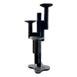 Brutalist Cast Iron Candlestick, 1970s For Sale