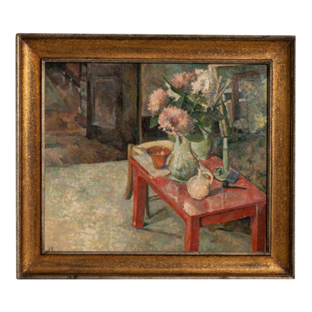 20th Century French Gold Framed Oil on Panel Still Life For Sale