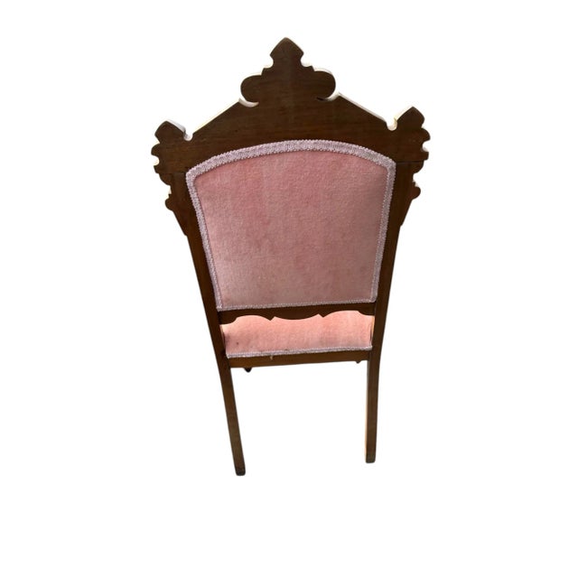 Pink Late 19th Century Pink Parlor Set of Victorian Settee + 2 Chairs With Burl Veneer For Sale - Image 8 of 11