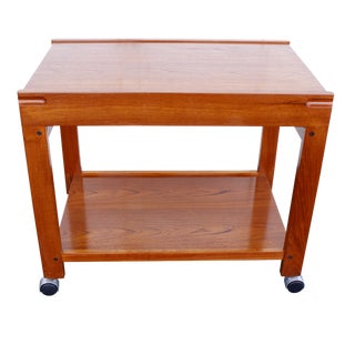Danish Modern Teak Rolling Bar Cart For Sale