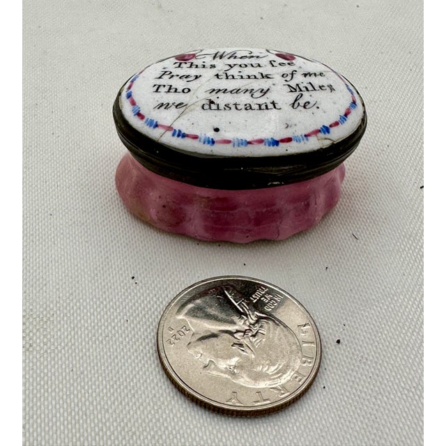 C 1790 Battersea Bilston Enamel “Think of Me Tho Many Miles Away” - Motto Patch For Sale - Image 11 of 11
