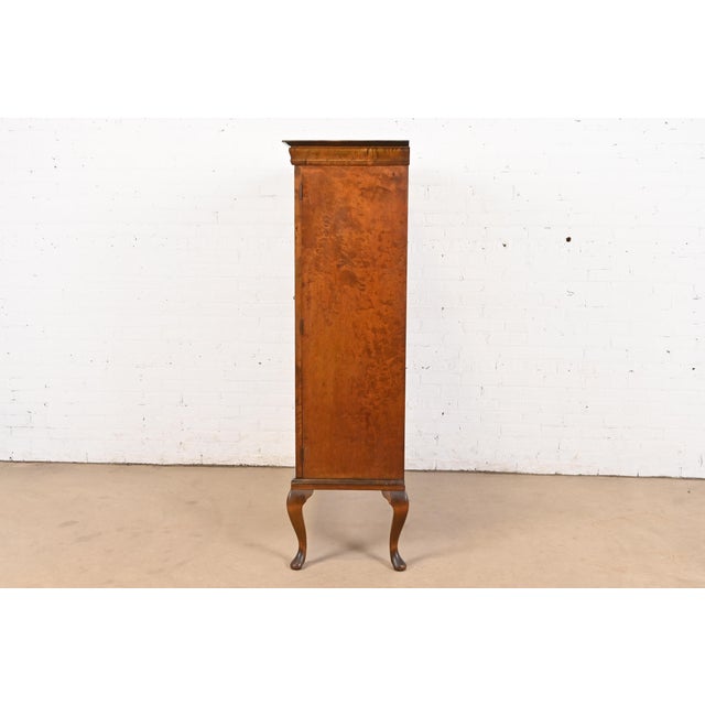 Romweber Style Queen Anne Burl Wood Bookcase or Bar Cabinet, Circa 1930s For Sale - Image 9 of 11