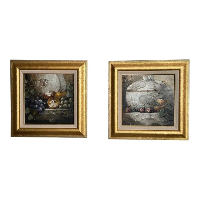 Still Life Framed Oil Paintings on Canvas by Pam Rogers - a Pair For Sale