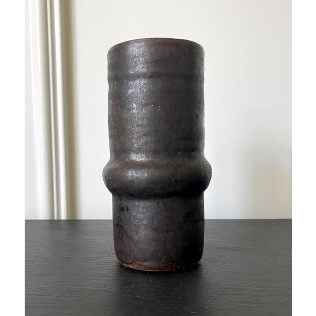 Beatrice Eiges Ceramic Geometrical Vase with Black Metallic Glaze Beatrice Wood For Sale - Image 4 of 13