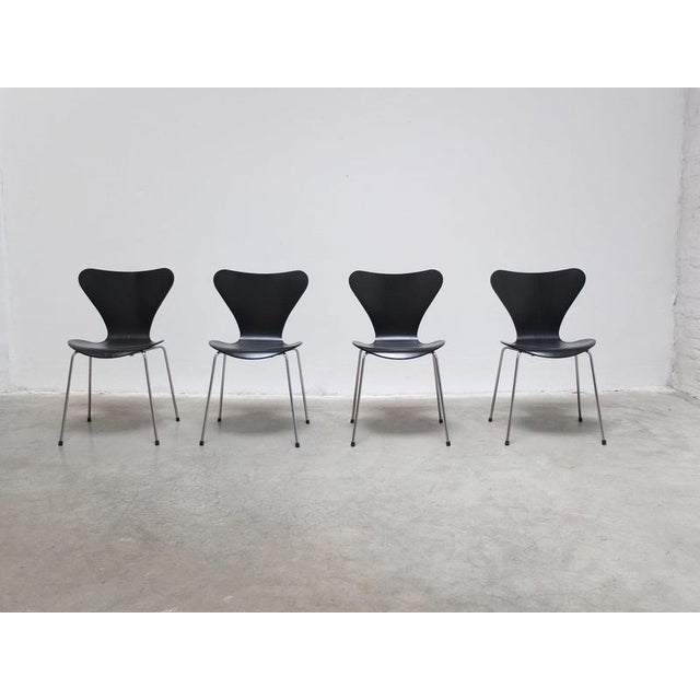 Vintage Black Series 7 Chairs by Arne Jacobsen for Fritz Hansen, 1955, Set of 4 For Sale - Image 6 of 18