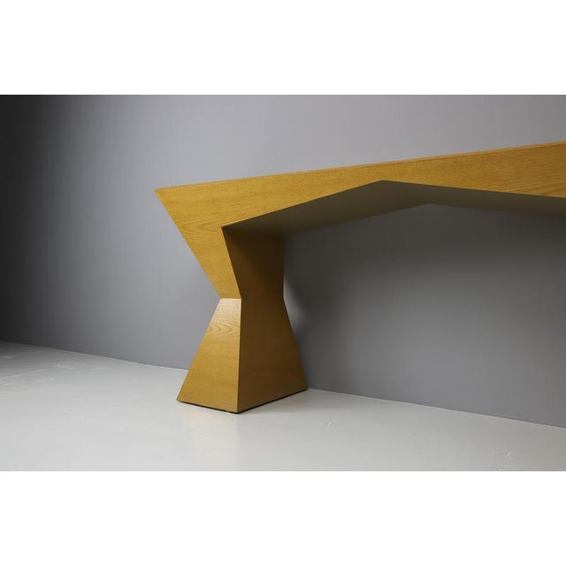 Wood Italian Geometric Console Table, 1980 For Sale - Image 7 of 8