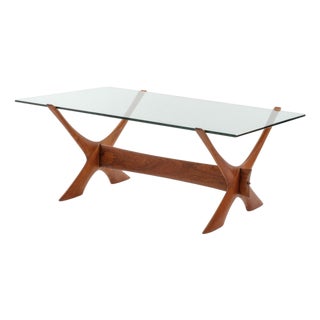 Mid-Century Teak and Glass Coffee Table For Sale