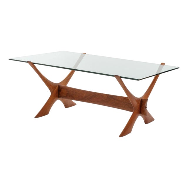 Mid-Century Teak and Glass Coffee Table For Sale