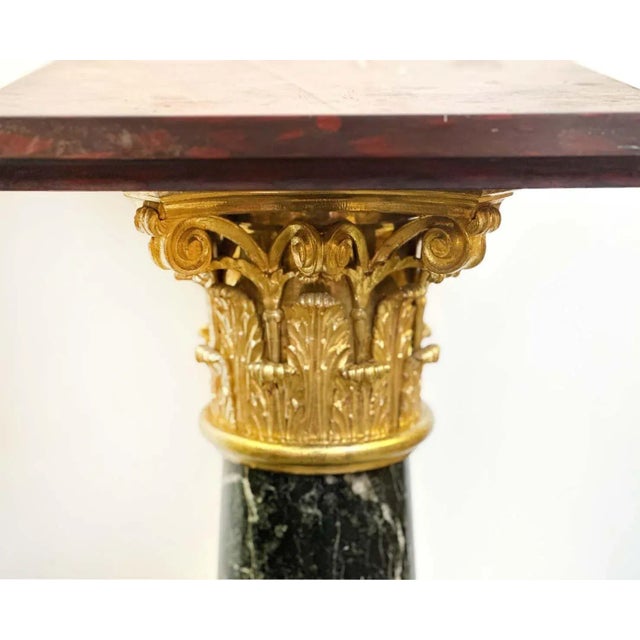 Pair of impressive pedestals made of fine quality green and red marble as well as great bronze details. Made in France,...
