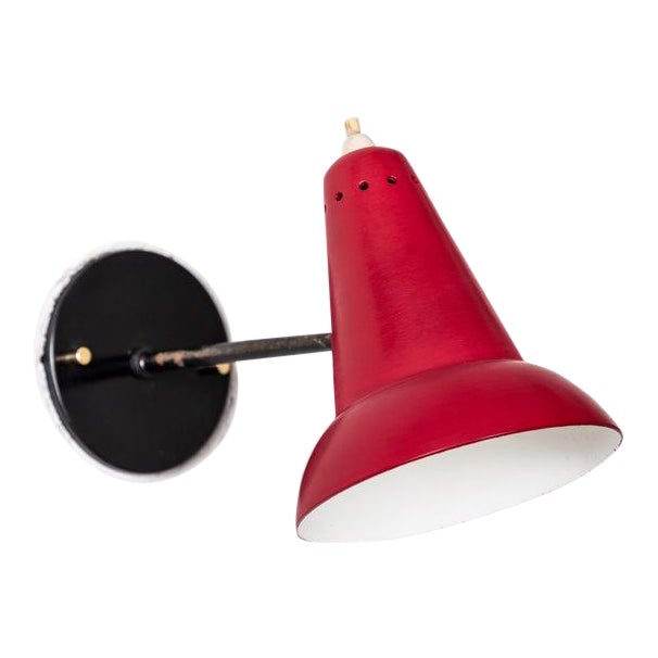 1950s Italian Red Articulating Sconces Attributed to Gino Sarfatti For Sale