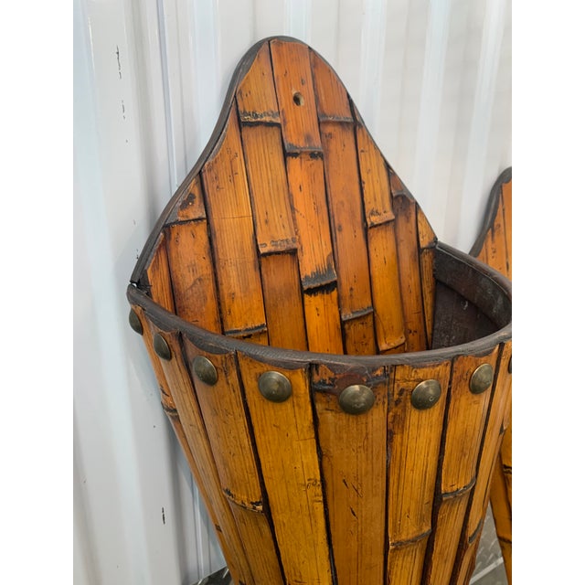 1980s Vintage Pair of Graduated Bamboo Wall Pockets For Sale - Image 5 of 6