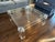 Glass Transitional Thick Polished Lucite Base Glass Top Square Coffee Table Merchandise Mart For Sale - Image 7 of 11
