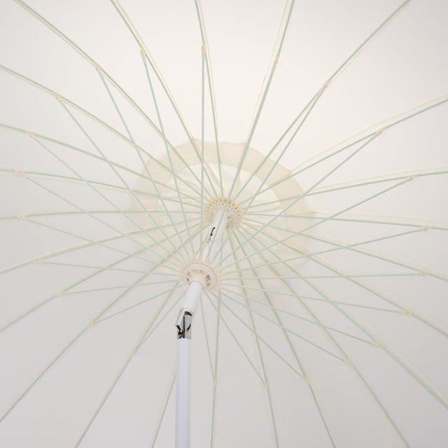 2020s Panza 9 Ft Crank Umbrella, Ivory/White Pole For Sale - Image 5 of 9