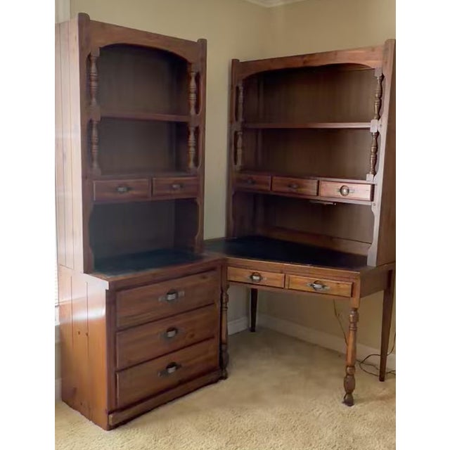 Nautical Vintage Young Hinkle "Ship Ahoy" Corner Desk and Hutch Set For Sale - Image 3 of 12