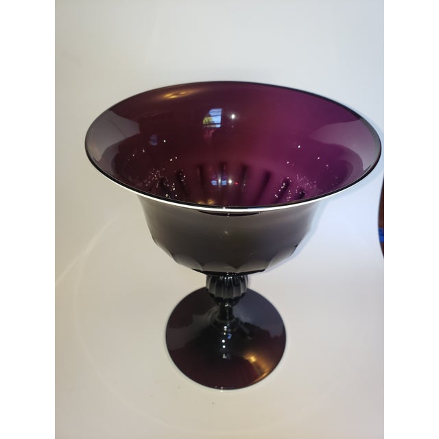 Amethyst Vintage Murano Glass Amethyst Tazza Compote Bowl Attr Salviati For Sale - Image 8 of 18