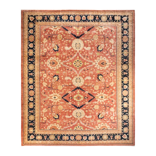 Orange Eclectic, One-of-a-Kind Hand-Knotted Area Rug in Orange, 12' 0" x 14' 5" For Sale - Image 8 of 8
