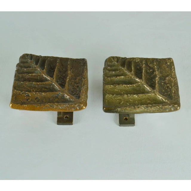 Square Bronze Push Pull Door Handles with Tree Relief, Set of 2 For Sale - Image 6 of 14