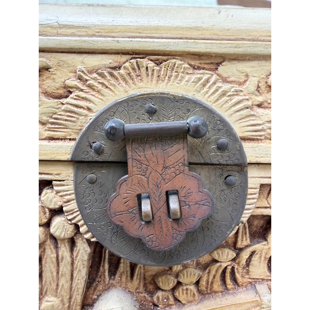 Chinese Antique 1920’s Hand Carved Wood Chest For Sale In Los Angeles - Image 6 of 10
