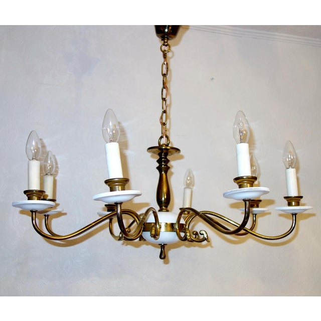 Gold Antique Brass Chandelier from Kaiser-Leuchten, 1920s For Sale - Image 8 of 10