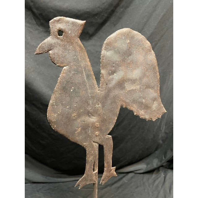 American Antique Rooster Weathervane on Wooden Stand For Sale - Image 3 of 6