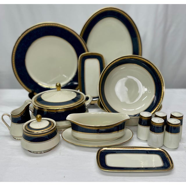 Mikasa Grand Ivory Imperial Lapis Dinnerware & Serveware Set of 97