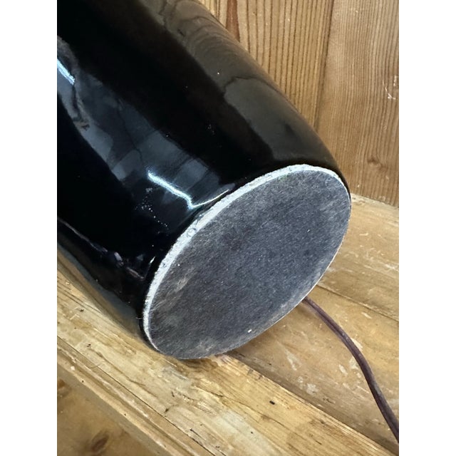 1970s Dutch Black Cobalt Blue Drip Glaze Large Lamp For Sale - Image 4 of 5