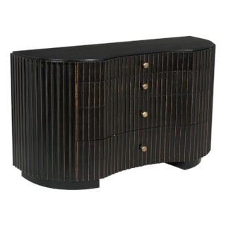 NOIR Irene Dresser, Hand Rubbed Black with Light Brown Trim For Sale