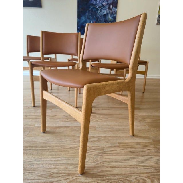 Model OD89 Dining Chairs in Oak and Italian Cognac Leatherby Erik Buch, Denmark, 1960s, Set of 8 For Sale - Image 3 of 6