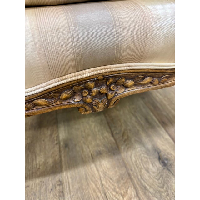 Brown Antique French Louis XV Carved Bergere Chair Fauteuil For Sale - Image 8 of 12