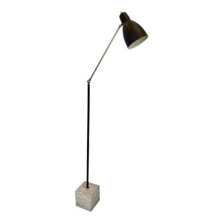 1950s Mid Century Brass and Lacquered Metal Floor Lamp, Italy For Sale