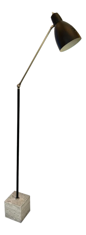 1950s Mid Century Brass and Lacquered Metal Floor Lamp, Italy