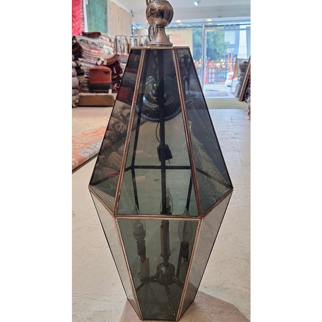 Mid-Century Pendant Brass Lighting Fixture For Sale - Image 4 of 8