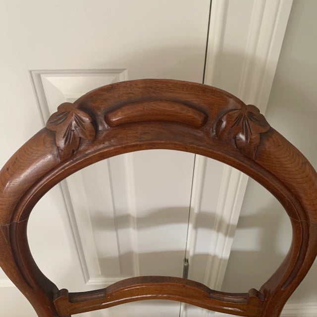 Antique Handcarved Side Chairs With Leaf Design and Leopard Upholstery and Turquoise Welting - a Pair For Sale - Image 4 of 10