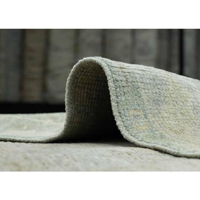 Green Turkish Oushak Runner Rug 2'6" x 6'7" #17546 For Sale - Image 8 of 8