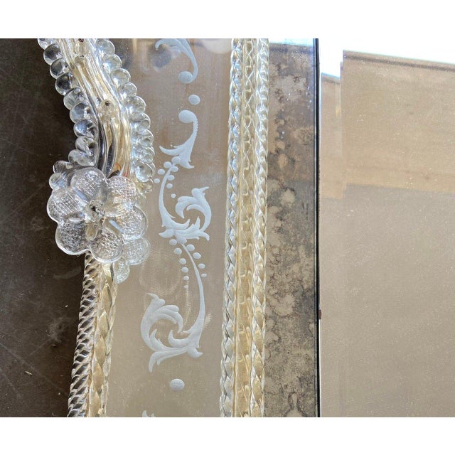 Large Venetian Murano Glass Wall Mirror, 1960s For Sale - Image 7 of 10