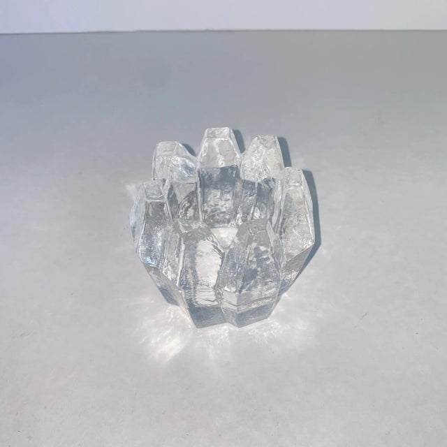 Vintage Kosta Boda Orrefors Heavy Glass Icicle Crystal Votive Holder Mid Century For Sale - Image 10 of 13