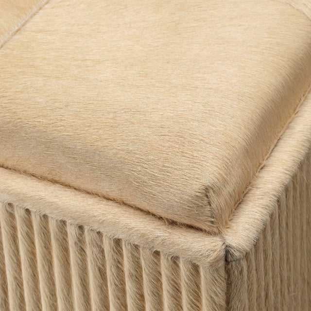 Jamie Young Easton Ottoman, Tan Hide For Sale - Image 4 of 5