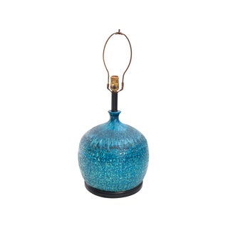 Large Mid-Century Teal Lamp For Sale
