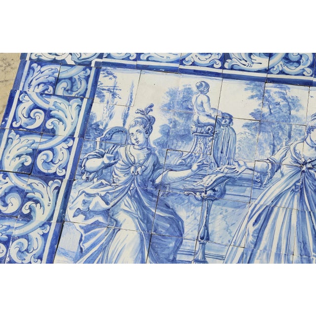 Ceramic 18th Century Antique Portuguese Tile Mural Panel Depicting a Musical Scene For Sale - Image 7 of 13