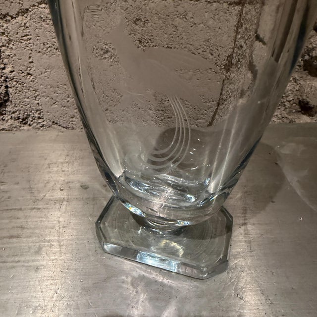 Mid-Century Modern Strömbergshyttan Crystal Art Glass Vase Quetzal Bird Design For Sale - Image 13 of 16