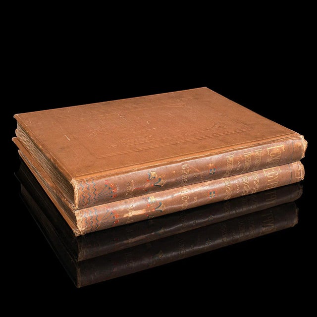 This is 2 large volumes of the antique reference book 'Egypt - Descriptive, Historical and Picturesque by G. Ebers. An...