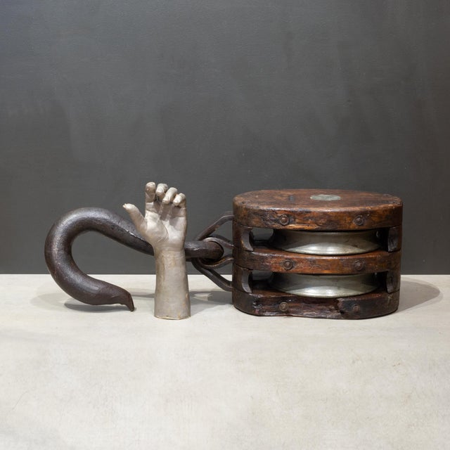 Large Antique Block and Tackle Nautical Pulley c.1850-1930 For Sale - Image 10 of 10