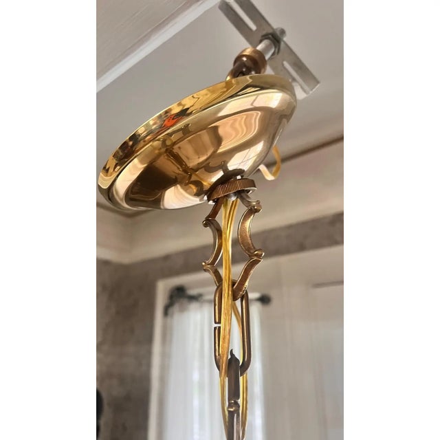 Brass 1980s 6 Arm Brass Chandelier For Sale - Image 8 of 8