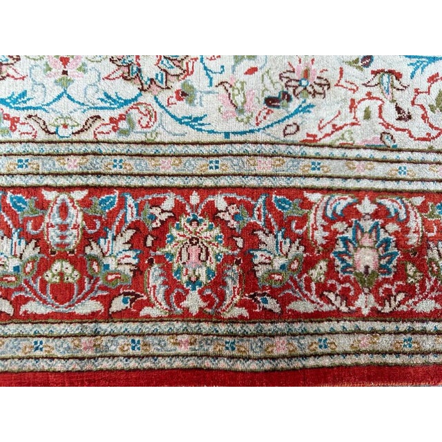 Textile Small Vintage Silk Qom Rug, 2000s For Sale - Image 7 of 17