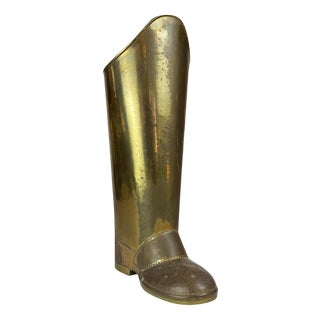Brass Boot Umbrella Stand in the style of Mecap, Belgium, 1930s For Sale