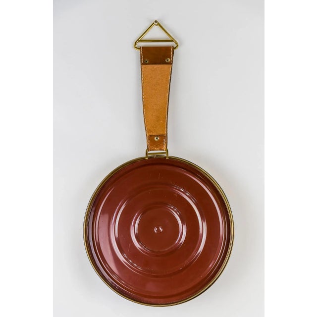 Wall Mirror with Leather, 1950s For Sale - Image 4 of 11