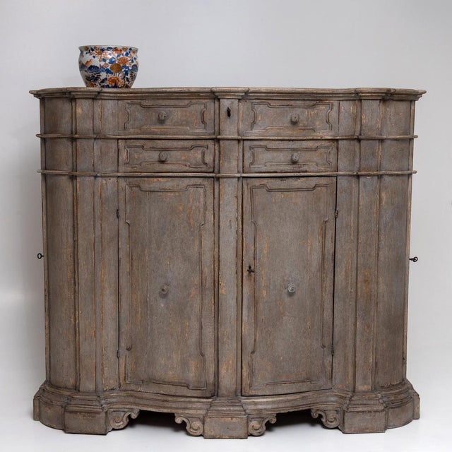 Gray Large Painted Buffet, Italy, 18th Century For Sale - Image 8 of 9