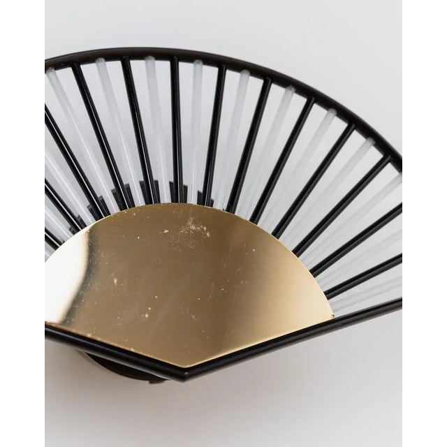 Hollywood Regency Fan-Shaped Glass Tubes and Gilt Metal Wall Lamp, Italy, 1980s For Sale - Image 8 of 11