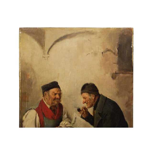 Realism Genre Painting of Men Conversing by Hedwig Oehring (German, 1855-1907) For Sale - Image 3 of 12